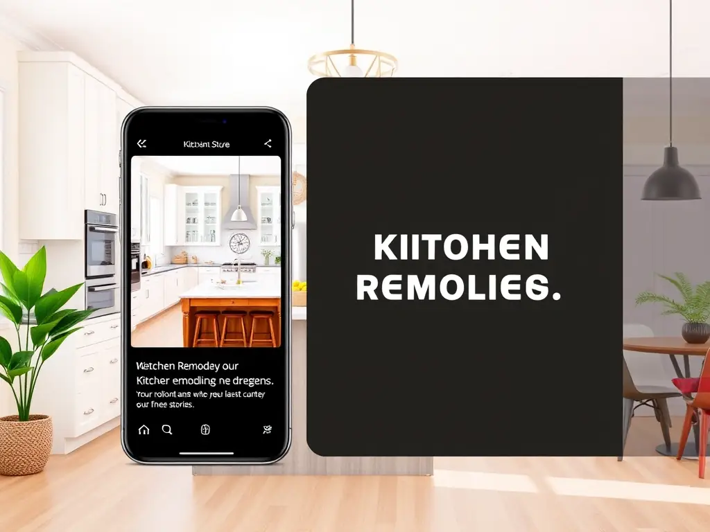 Engaging social media content for a kitchen remodeling business, showcasing their latest projects and customer success stories.