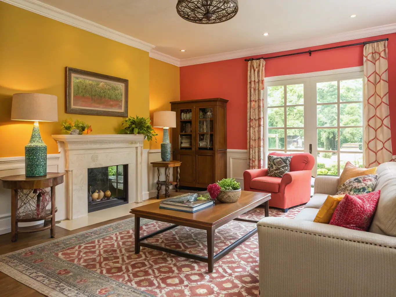 A beautifully painted living room with natural light, showcasing a smooth, even finish and modern color palette, emphasizing the quality of interior painting services.