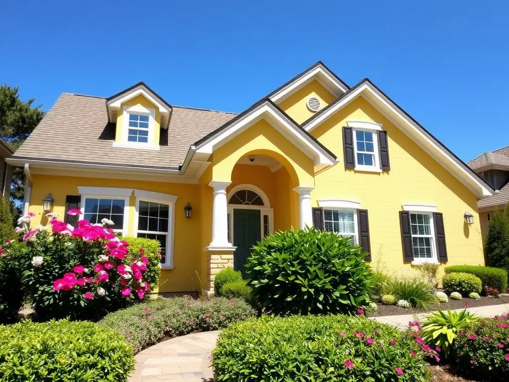 A well-maintained house exterior with a fresh coat of paint, highlighting the durability and aesthetic appeal of exterior painting services.
