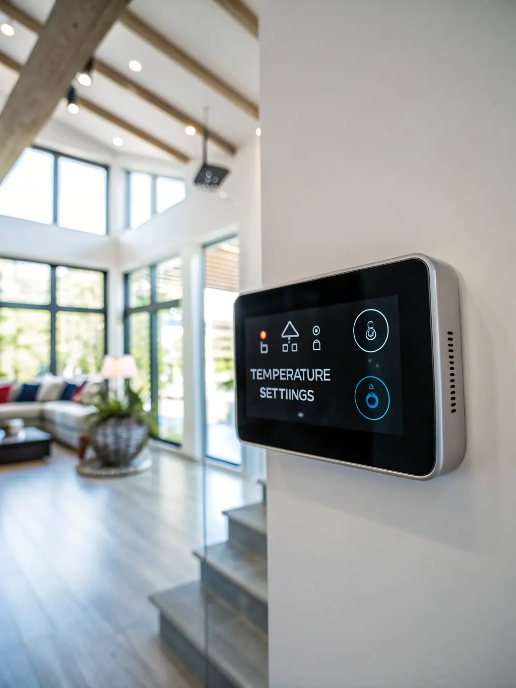 A modern smart thermostat installed by Jim's HVAC, showcasing the benefits of upgrading to a smart, energy-efficient system.