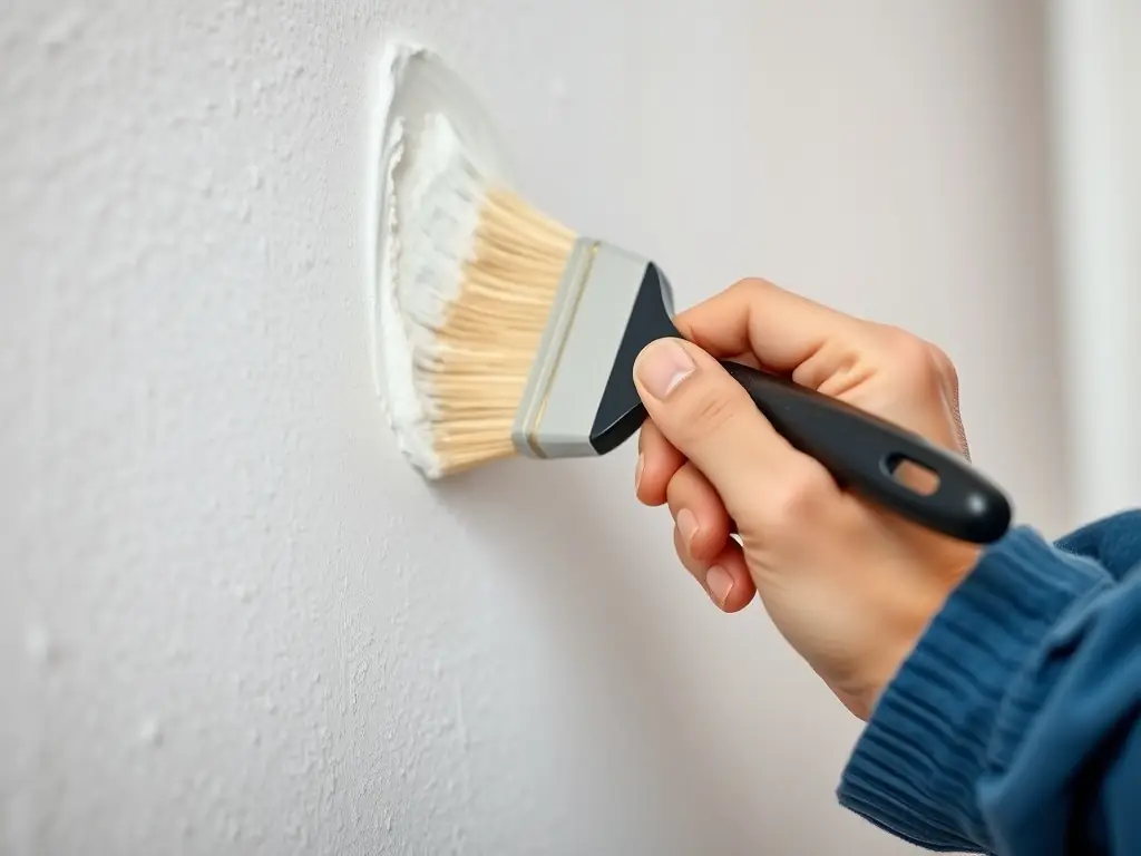 A close-up shot of a painter's hand expertly applying a brushstroke to trim, highlighting the precision and care involved in the process.