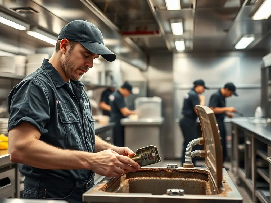 A well-maintained grease trap system, highlighting Chris's Kitchen's expertise in grease trap management.